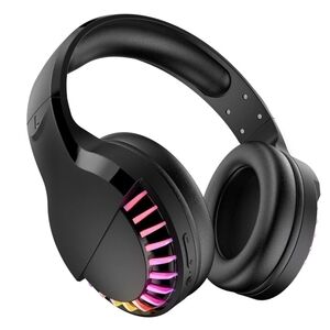 LED Over Ear Headphones Black Gaming Headset RGB Lights Wired Stereo
